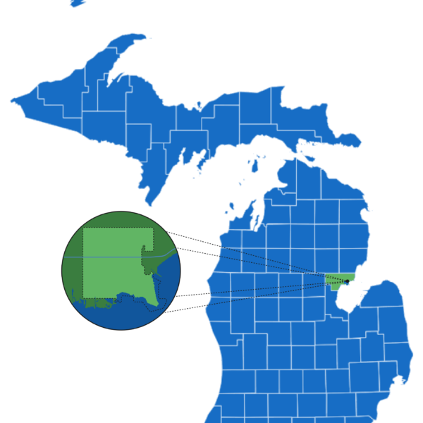 Map of Michigan highlighting Washtenaw County.